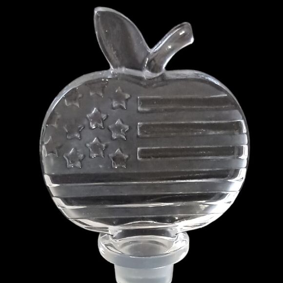 Mikasa Patriotic Crystal Wine Bottle Stopper Apple Stars & Stripes American Flag - Picture 10 of 14